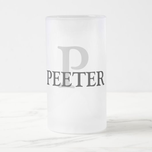 eenvoudig minimaal jouw naam MONOGRAM GROOMSME toe Matglas Bierpul (Center)