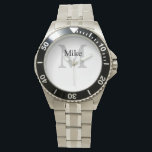 eenvoudig minimaal jouw naam MONOGRAM GROOMSME W t Horloge<br><div class="desc">ontwerp</div>