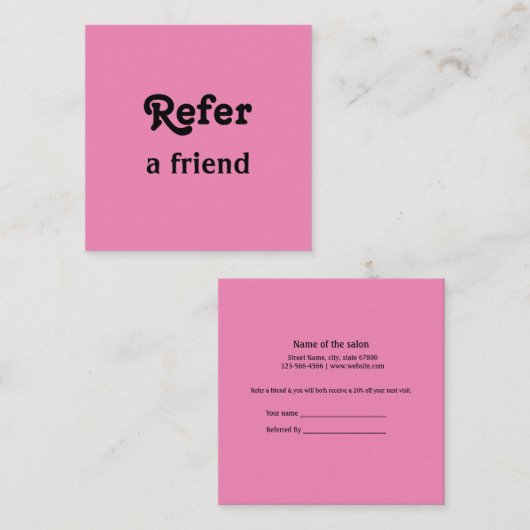 eenvoudig minimaal jouw naam store salon verwijzin aanbevelingskaartje (Voorkant / Achterkant)
