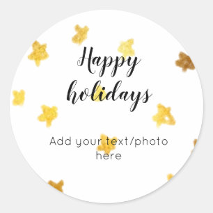 eenvoudig minimaal jouw tekst prettige feestdagen ronde sticker