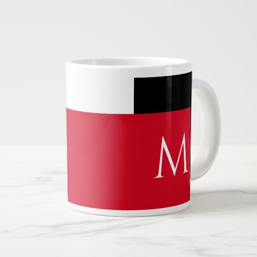 Eenvoudig Minimaal Kleurenblok met Monogram Initia Grote Koffiekop (Voorkant rechts)