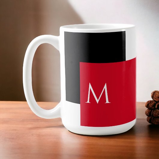 Eenvoudig Minimaal Kleurenblok met Monogram Initia Koffiemok