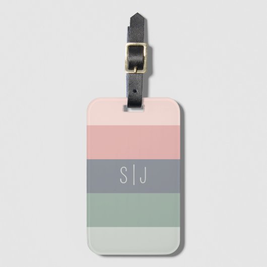 Eenvoudig minimaal kleurenblokmonogram bagagelabel (Voorkant (verticaal))