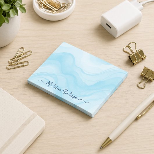 Eenvoudig Minimaal Lichtblauw Aquarel Gepersonalis Post-it® Notes