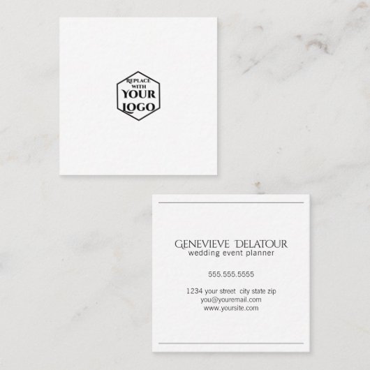 Eenvoudig Minimaal Logo Minder is Meer Vierkante Visitekaartje (Voorkant / Achterkant)