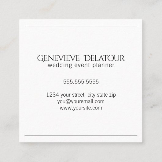 Eenvoudig Minimaal Logo Minder is Meer Vierkante Visitekaartje (Achterkant)