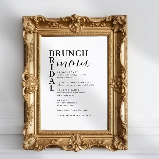 Eenvoudig Minimaal Menu Bridal Brunch