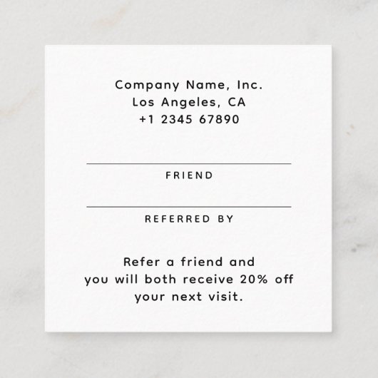 Eenvoudig minimaal modern bedrijf aanbevelingskaartje (Achterkant)