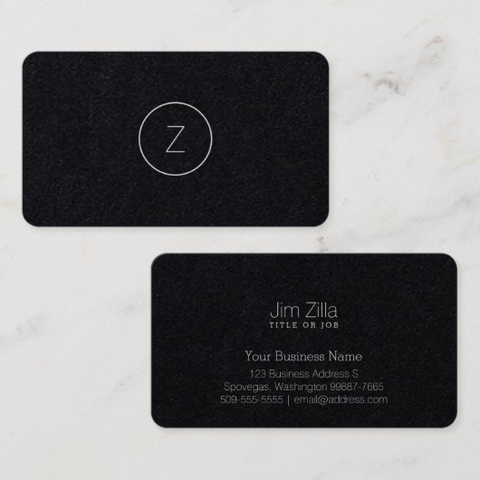 Eenvoudig minimaal modern monogram | Zwart papier Visitekaartje (Voorkant / Achterkant)