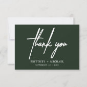 Eenvoudig Minimaal Modern Script Bosgroen Bedankkaart (Voorkant)
