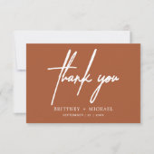 Eenvoudig Minimaal Modern Script Terracotta Bedankkaart (Voorkant)
