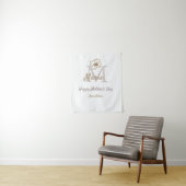 eenvoudig minimaal moedersdag monogram goudgrijs f wandkleed (In situ)