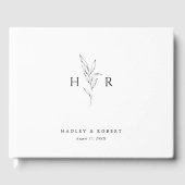 Eenvoudig minimaal monogram botanische bruiloft gastenboek (Voorkant)