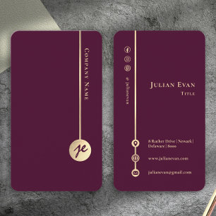 Eenvoudig Minimaal Monogram Elegante Burgundy Wijn Visitekaartje