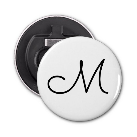 eenvoudig minimaal monogram logo elegant gepersona button flesopener (Voorkant)