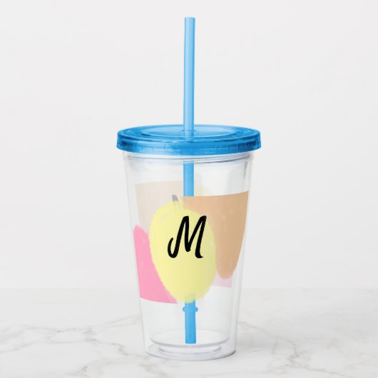 eenvoudig minimaal monogram logo gepersonaliseerd acryl drinkbeker (Voorkant)