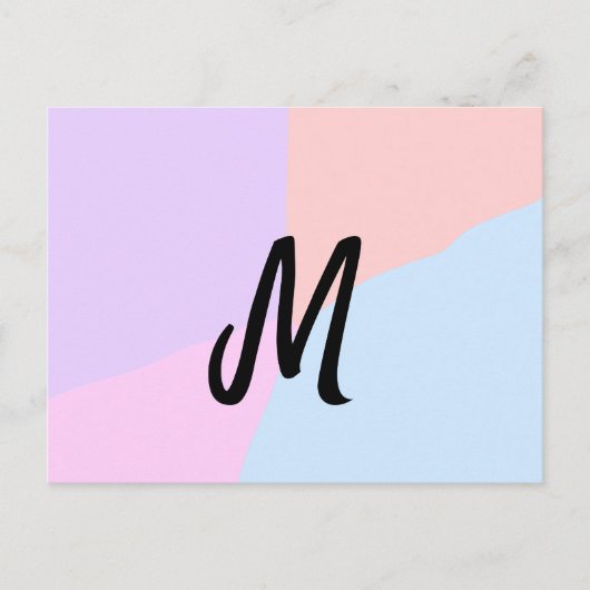 eenvoudig minimaal monogram logo gepersonaliseerd  briefkaart (Voorkant)