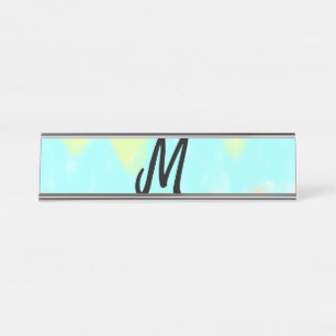 eenvoudig minimaal monogram logo gepersonaliseerd  bureau naambordje