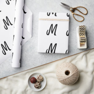 eenvoudig minimaal monogram logo gepersonaliseerd cadeaupapier