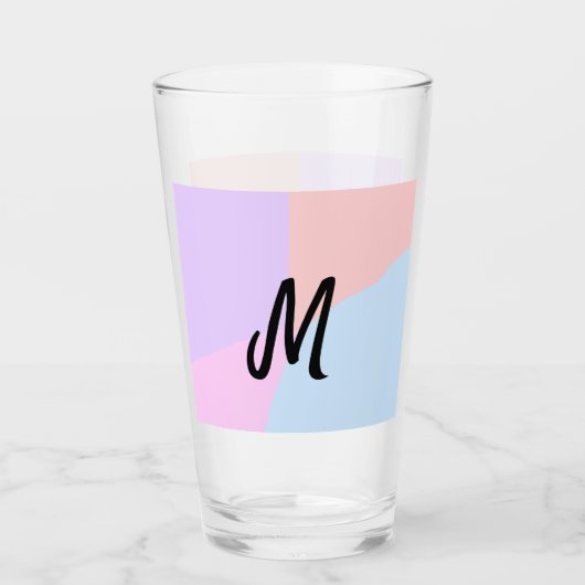 eenvoudig minimaal monogram logo gepersonaliseerd  glas (Voorkant)