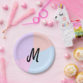 eenvoudig minimaal monogram logo gepersonaliseerd  papieren bordje (Feest)