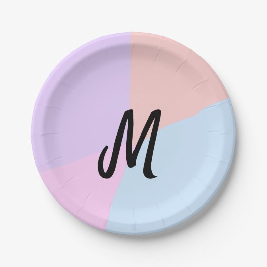 eenvoudig minimaal monogram logo gepersonaliseerd  papieren bordje (Voorkant)