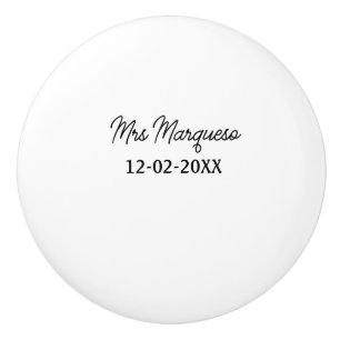 eenvoudig minimaal monogram mrs mijnheer naam datu keramische knop