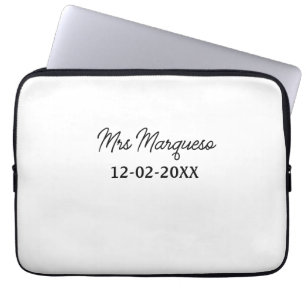 eenvoudig minimaal monogram mrs mijnheer naam datu laptop sleeve