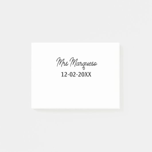 eenvoudig minimaal monogram mrs mijnheer naam datu post-it® notes (Voorkant)