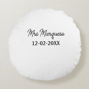 eenvoudig minimaal monogram mrs mijnheer naam datu rond kussen