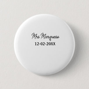 eenvoudig minimaal monogram mrs mijnheer naam datu ronde button 5,7 cm