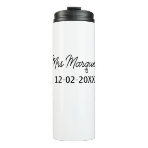 eenvoudig minimaal monogram mrs mijnheer naam datu thermosbeker