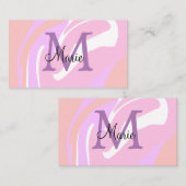 eenvoudig minimaal monogram roze rode waterstof visitekaartje (Voorkant / Achterkant)