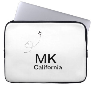Eenvoudig minimaal monogram voeg de foto van het t laptop sleeve