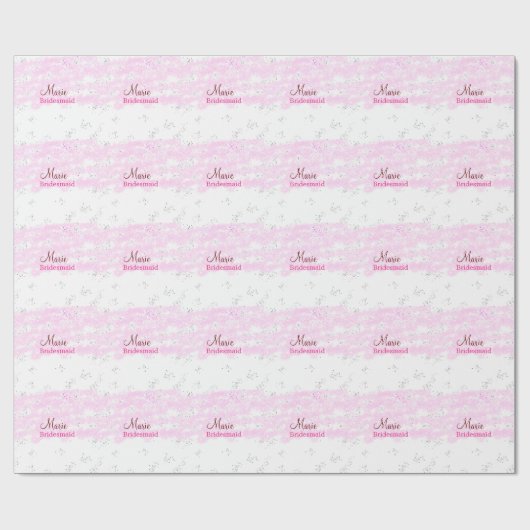 eenvoudig minimaal naam monogram roze bruid cadeaupapier (Vlak)