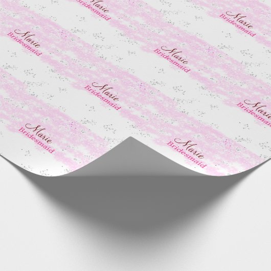 eenvoudig minimaal naam monogram roze bruid cadeaupapier (Hoek)