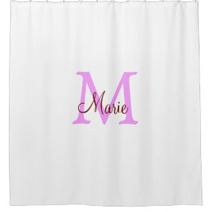eenvoudig minimaal naam monogram roze rood    douchegordijn