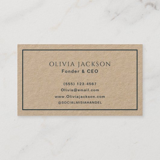 Eenvoudig Minimaal Navy Blauw Neutraal Craft Rusti Visitekaartje (Achterkant)