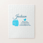 Eenvoudig minimaal om jouw naam tekst plaats stad legpuzzel (Verticaal)