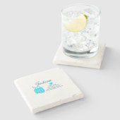 Eenvoudig minimaal om jouw naam tekst plaats stad stenen onderzetter (Zijkant)