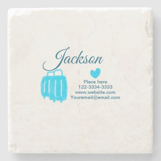 Eenvoudig minimaal om jouw naam tekst plaats stad stenen onderzetter (Voorkant)