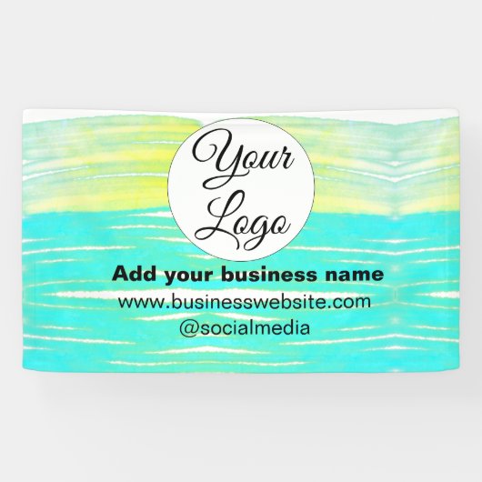 eenvoudig minimaal om uw logo/ontwerp BLAUW GEEL T Spandoek (Horizontaal)