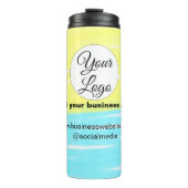 eenvoudig minimaal om uw logo/ontwerp BLAUW GEEL T Thermosbeker (Voorkant)