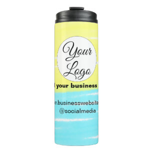 eenvoudig minimaal om uw logo/ontwerp BLAUW GEEL T Thermosbeker