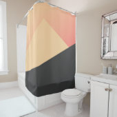 Eenvoudig minimaal peach, koraal en zwart douchegordijn (In situ)