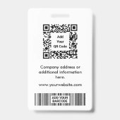 Eenvoudig Minimaal Personeelsbadge QR en Barcode Badge (Achterkant)