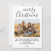 Eenvoudig Minimaal Prettig Kerst Script Familie Fo Feestdagenkaart (Voorkant)