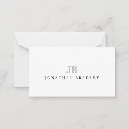Eenvoudig minimaal professioneel monogram notitiekaartje (Voorkant)