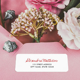 Eenvoudig minimaal Red Script-bedrijfretouradres Etiket