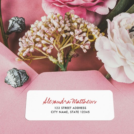 Eenvoudig minimaal Red Script-bedrijfretouradres Etiket